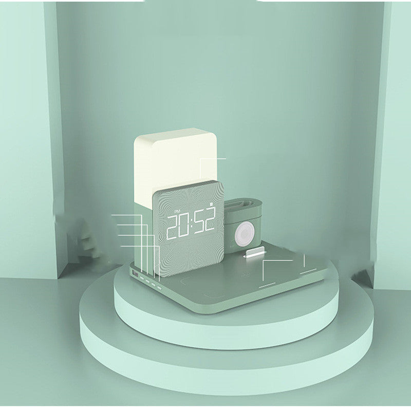 3 In 1 Clock Night Light Qi Wireless Charger Stand Fast Charging Station For IPhone Watch Airpod