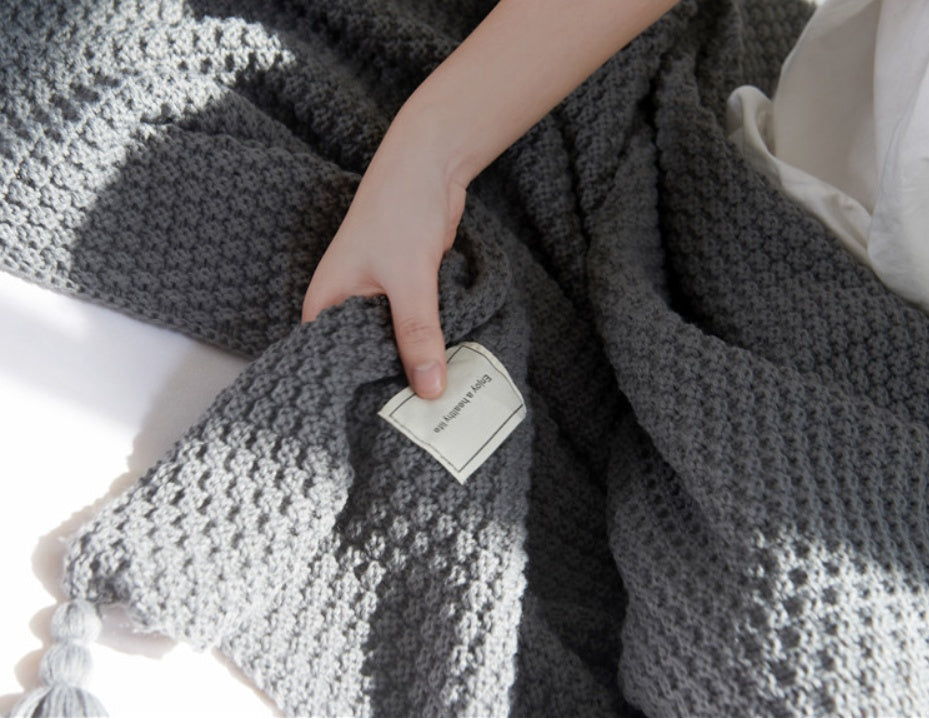 Fringed Knitting Blanket