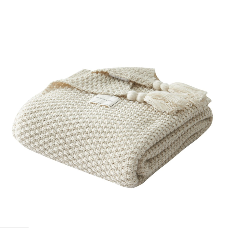 Fringed Knitting Blanket
