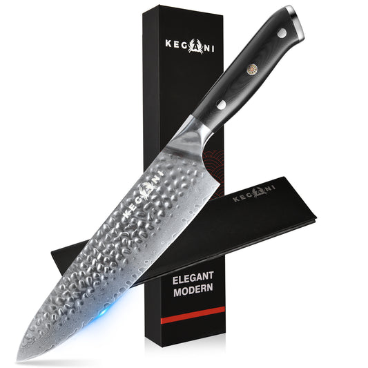 Kegani Chef Knife, 8 Inch Damascus