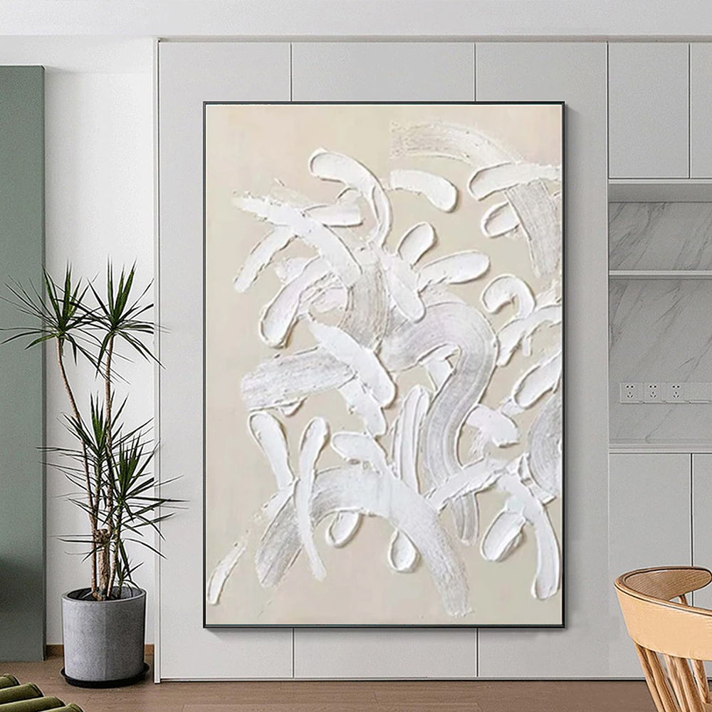 Handmade Oil Painting White Design