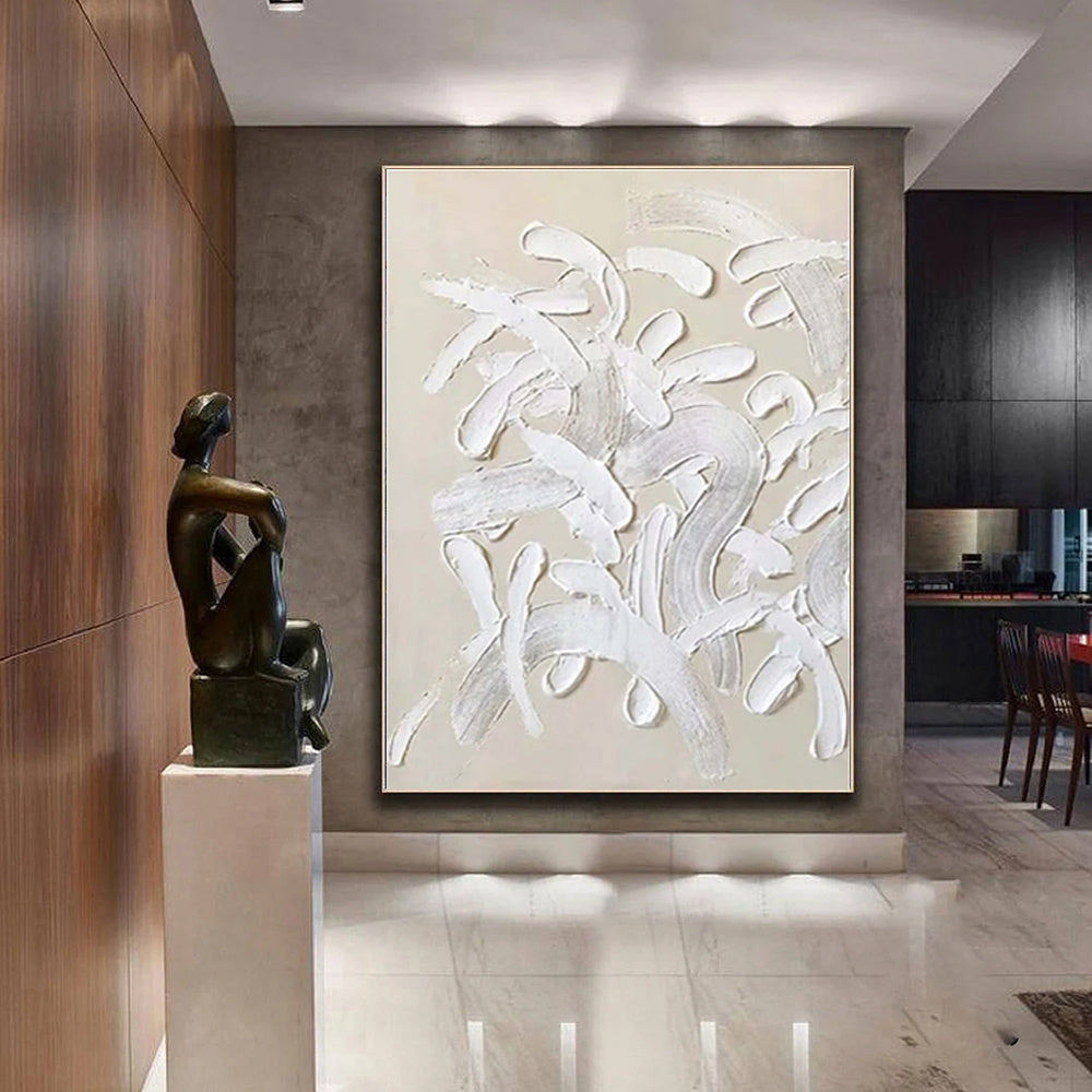 Handmade Oil Painting White Design