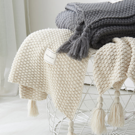 Fringed Knitting Blanket