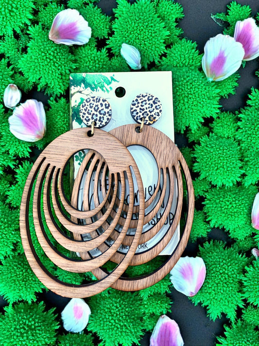 Wood Dangle Earrings, Wood Earrings, Hypoallergenic-0